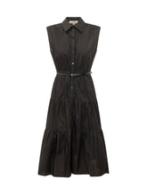 MICHAEL MICHAEL KORS - Poplin Midi Shirt Dress with Belt - Black - LIDIASHOPPING® - Official Website