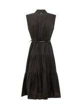 MICHAEL MICHAEL KORS - Poplin Midi Shirt Dress with Belt - Black - LIDIASHOPPING® - Official Website