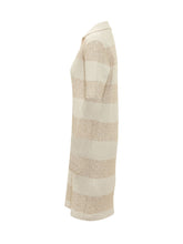 FABIANA FILIPPI - Abito in Maglia a Righe con Collo Aperto - Bianco - LIDIASHOPPING® - Official Website