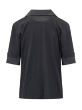 PUROTATTO - Polo Top with V Neck and Short Sleeves - Blue - LIDIASHOPPING® - Official Website