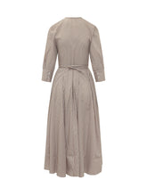 XACUS - Striped Midi Dress with Belt - Brown - LIDIASHOPPING® - Official Website