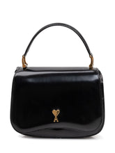 AMI ALEXANDRE MATTIUSSI - Borsa a Mano con Patta e Logo a Cuore Top Handle Paris - Nero - LIDIASHOPPING® - Official Website
