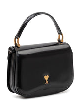 AMI ALEXANDRE MATTIUSSI - Borsa a Mano con Patta e Logo a Cuore Top Handle Paris - Nero - LIDIASHOPPING® - Official Website