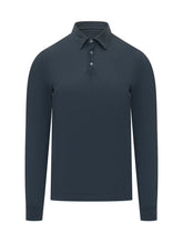 ZANONE - Long Sleeve Polo Shirt with Collar and Buttons - Blue - LIDIASHOPPING® - Official Website