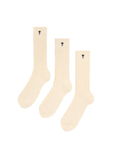 AMI ALEXANDRE MATTIUSSI - Set di Tre Calze con Logo Ricamato - Bianco - LIDIASHOPPING® - Official Website