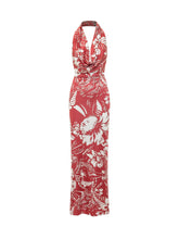 DSQUARED2 - Halter Neck Long Dress with Floral Print Dancing Flowers - Red - LIDIASHOPPING® - Official Website