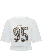 DSQUARED2 - Cropped T-shirt with Animal Print Number - White - LIDIASHOPPING® - Official Website