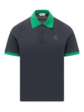 VERSACE - Piquet Polo with Embroidered Logo - Blue - LIDIASHOPPING® - Official Website