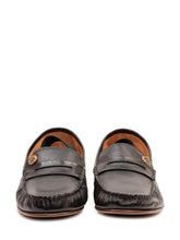 VERSACE - Loafer with Strap and Button Detail - Black - LIDIASHOPPING® - Official Website