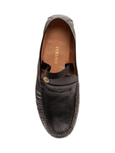 VERSACE - Loafer with Strap and Button Detail - Black - LIDIASHOPPING® - Official Website
