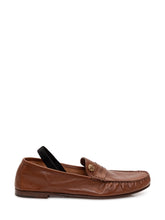 VERSACE - Leather Loafers with Logo - Brown - LIDIASHOPPING® - Official Website