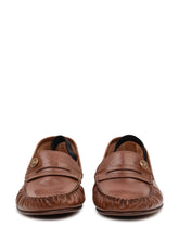 VERSACE - Leather Loafers with Logo - Brown - LIDIASHOPPING® - Official Website