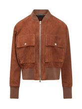 GIOCASTA - Cropped Bomber Jacket with Zip and Flap Pockets - Brown - LIDIASHOPPING® - Official Website