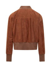 GIOCASTA - Cropped Bomber Jacket with Zip and Flap Pockets - Brown - LIDIASHOPPING® - Official Website