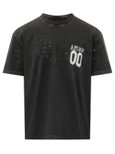 AMISH - Jersey T-shirt with Print and Perforated Details - Black - LIDIASHOPPING® - Official Website