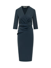 CHIARA BONI - Dress with V-Neck and Draped Waist - Blue - LIDIASHOPPING® - Official Website