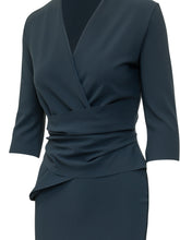 CHIARA BONI - Dress with V-Neck and Draped Waist - Blue - LIDIASHOPPING® - Official Website