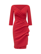 CHIARA BONI - Abito Florien con Scollo a V e Drappeggio - Rosso - LIDIASHOPPING® - Official Website