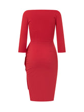 CHIARA BONI - Abito Florien con Scollo a V e Drappeggio - Rosso - LIDIASHOPPING® - Official Website