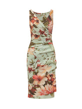 CHIARA BONI - Dress with Round Neck Draped Waist and Floral Pattern - Green - LIDIASHOPPING® - Official Website