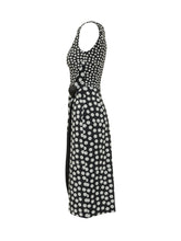 CHIARA BONI - Dress with Round Neck Draped Waist and Polka Dot Pattern - Black - LIDIASHOPPING® - Official Website