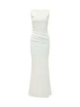CHIARA BONI - Long Dress with Boat Neck and Draped Waist - White | Lidia Shopping | Official Website