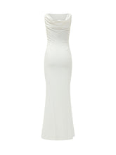 CHIARA BONI - Long Dress with Boat Neck and Draped Waist - White | Lidia Shopping | Official Website