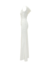 CHIARA BONI - Long Dress with Boat Neck and Draped Waist - White | Lidia Shopping | Official Website