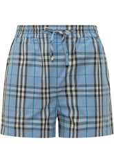 BURBERRY - Shorts Evelyn a Quadri con Laccio - Blu - LIDIASHOPPING® - Official Website