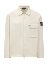STONE ISLAND - Camicia con Zip e Tasca Applicata - Beige - LIDIASHOPPING® - Official Website