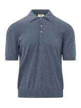 ALTEA - Knit Polo Shirt with Collar - Blue - LIDIASHOPPING® - Official Website