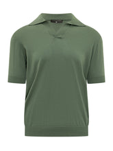 FILIPPO DE LAURENTIIS - Short Sleeve Polo with Open Collar - Green - LIDIASHOPPING® - Official Website