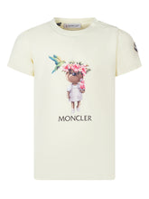 MONCLER KIDS - Short Sleeve T-shirt with Front Print and Logo - Yellow - LIDIASHOPPING® - Official Website