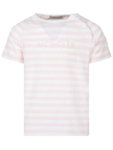 MONCLER KIDS - Striped T-shirt with Embroidered Logo - Pink - LIDIASHOPPING® - Official Website
