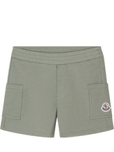 MONCLER KIDS - Sweat Shorts with Patch Pockets and Logo - Green - LIDIASHOPPING® - Official Website