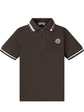 MONCLER KIDS - Polo with Contrast Collar and Logo - Green - LIDIASHOPPING® - Official Website