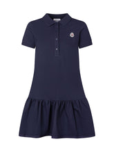 MONCLER KIDS - Girls Cotton Polo Dress with Ruffled Skirt - Blue - LIDIASHOPPING® - Official Website