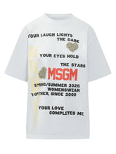 MSGM - T-shirt con Stampa Lettering e Applicazioni - Bianco - LIDIASHOPPING® - Official Website