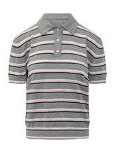 MSGM - Polo Sweater with Stripes and Short Sleeves - Grey - LIDIASHOPPING® - Official Website