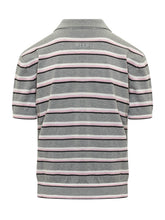 MSGM - Polo Sweater with Stripes and Short Sleeves - Grey - LIDIASHOPPING® - Official Website