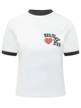 MSGM - Cotton T-Shirt with Logo and Heart Print - White - LIDIASHOPPING® - Official Website