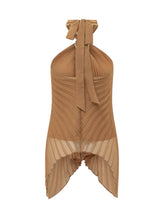 MAX MARA PIANOFORTE - Pleated Halter Top with Ring Detail - Brown - LIDIASHOPPING® - Official Website