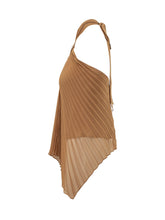 MAX MARA PIANOFORTE - Pleated Halter Top with Ring Detail - Brown - LIDIASHOPPING® - Official Website
