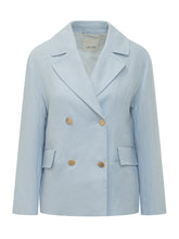 MAX MARA S - Double Breasted Jacket with Contrast Buttons - Blue - LIDIASHOPPING® - Official Website