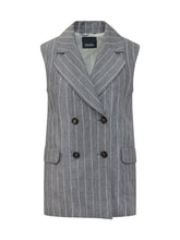 MAX MARA S - Double-Breasted Pinstripe Vest - Blue - LIDIASHOPPING® - Official Website