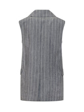 MAX MARA S - Double-Breasted Pinstripe Vest - Blue - LIDIASHOPPING® - Official Website