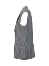 MAX MARA S - Double-Breasted Pinstripe Vest - Blue - LIDIASHOPPING® - Official Website