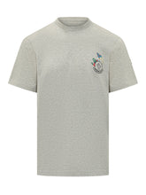 MONCLER - T-shirt a Maniche Corte con Logo e Grafica Cartoon - Grigio | Lidia Shopping | Official Website