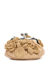 WEEKEND MAX MARA - Borsa Clutch in Rafia con Applicazioni Floreali - Beige | Lidia Shopping ® | Official Website