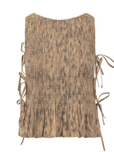 GANNI - Top Drappeggiato con Stampa - Marrone - LIDIASHOPPING® - Official Website